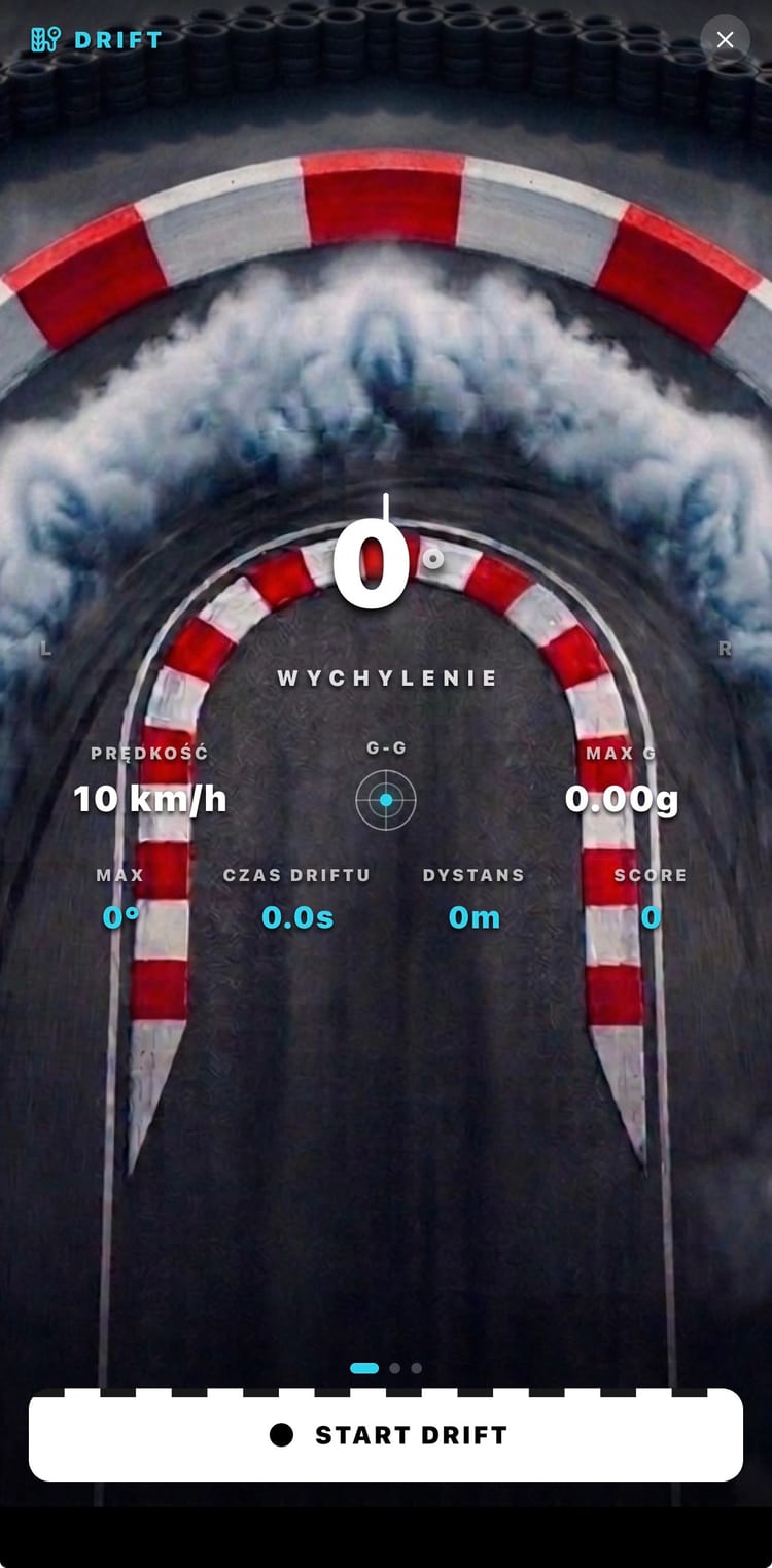 Tryb driftu - HUD z wychyleniem i G-force